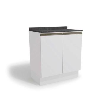 Imagem de Módulo Cozinha Kappesberg Maxxi Balcão G744 2 Portas c/Tampo 80cm Branco/Cinzel-Kappesberg