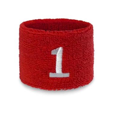 Imagem de Couver Pulseira unissex esportiva vermelha/atlética com bordado numérico, número 1, 10 x 7,6 cm, 1 peça