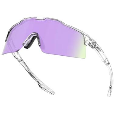Imagem de ATTCL Óculos de sol unissex TR90 para ciclismo para homens e mulheres - lentes de policarbonato óculos esportivos ciclismo pesca corrida KC11-C6-Toubai-roxo