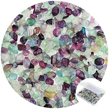 Imagem de 456 peças de contas de pedra com lascas naturais, pedras preciosas multicoloridas irregulares de 5 a 8 mm, pedras de fluorita de cristal soltas com orifício para fazer joias, artesanato DIY