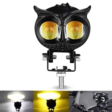 Imagem de YSY 1 farol de motocicleta LED Spot Light branco amarelo lâmpada de direção faróis de coruja de cor dupla 9-60V para bicicleta de rua, carro, quadriciclo (luz de coruja)