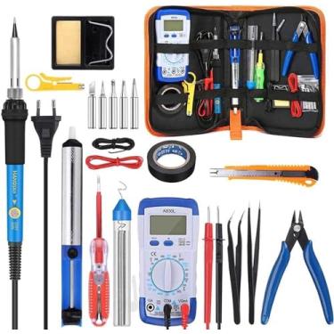 Imagem de Kit De Mãos De Ferro De Solda Confiável 90w Kit De Ferro De Solda Digital Ferro De Solda Elétrico Com Conjunto De Multímetro 5pcs Pontas De Solda Ferramentas De Soldagem, 60w Iron