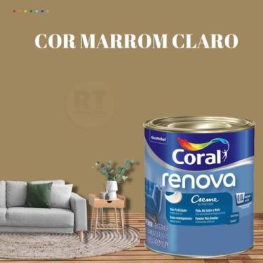 Imagem de Tinta Parede Marrom Acrílica Fosca Renova 800ml - Coral, MARROM CLARO