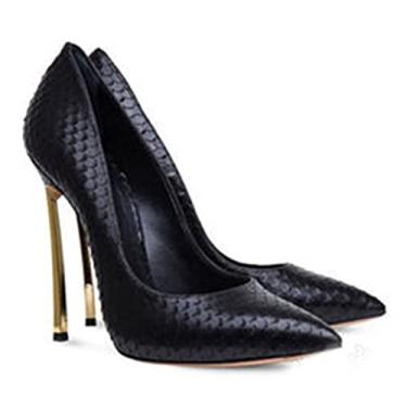 Imagem de Salto Alto Jovem Tendência Senhoras De Salto Alto Elegante Salto Alto Estiletes Adequados Para Maduro Pontiagudo Metal Salto Alto, Black, 7.5 UK