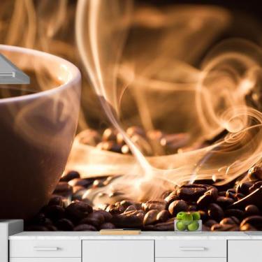 Imagem de Papel de Parede Café Cafeteria Xícara Grãos Sala Adesivo - 206pcm - Al
