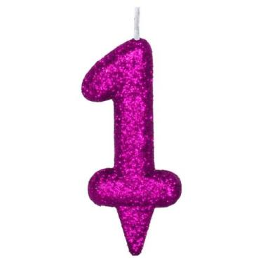 Imagem de Vela De Aniversário Número Magic Glitter Rosa - PartiuFesta