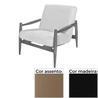 Imagem de Poltrona MH-3710 Herval Madeira Laca Fosca Preta Assento Estofado Marr