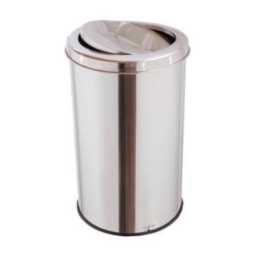 Imagem de Lixeira Inox Com Tampa Flip-TopInox (Basculante) 35 Litros Largo - CM 
