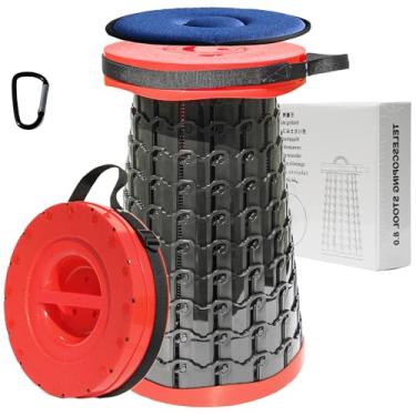 Imagem de ALEVMOOM Banqueta dobrável portátil 2024 2024 XXL 50 com almofada, banco dobrável telescópico para adultos, banco de acampamento ainda mais resistente com capacidade de carga 453 kg, para jardim ao ar