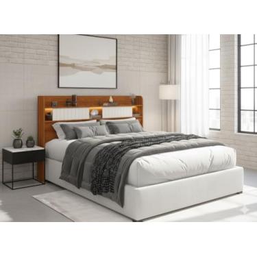 Imagem de Cabeceira De Casal Cama Box 1,40 Com Prateleiras E Nichos