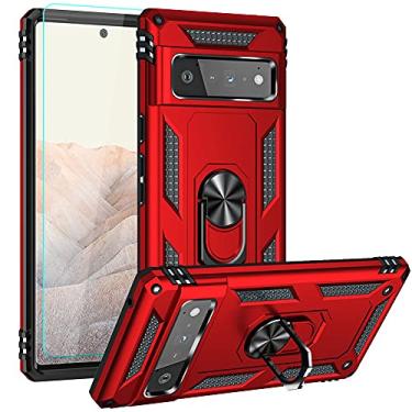 Imagem de Androgate Capa para Pixel 6 Pro, capa para Google Pixel 6 Pro com protetor de tela HD curvo 3D, suporte de anel de nível militar, capa à prova de choque de 4,5 metros testada contra quedas para Pixel