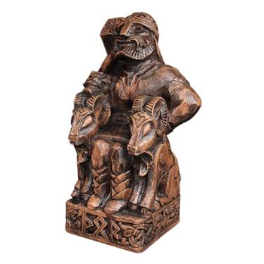 Imagem de Dryad Design Estátua de Deus Nórdico Thor - Arte Viking Deus do Trovão Mjolnir Altar Pagão Decoração de Casa (Acabamento em Madeira)