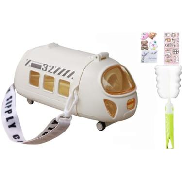 Imagem de viva story Garrafa de viagem aeronáutica com trem de palha copo para beber gelo leite café desenho animado ônibus copo de plástico para piquenique festa presente de aniversário (trem de alta