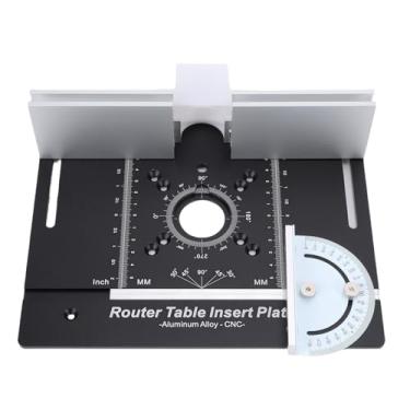 Imagem de Asixxsix Placa de Inserção d a Mesa do Roteador, Placa de Flip de Madeira Com Alumínio Anodizada CNC Com Guia de Bitola de Mitra, para Roteadores de Aparador Elétrico e Máquinas