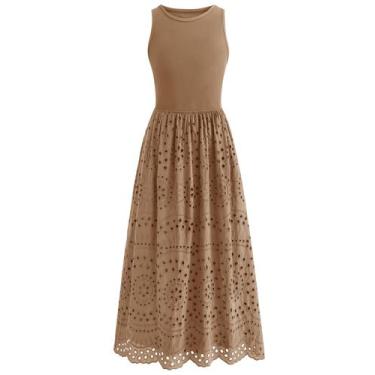 Imagem de Dress Dowerme Summer, feminino, casual, sem mangas, vestido maxi evasê