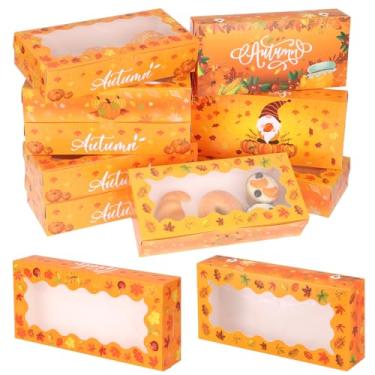 Imagem de 24 caixas de biscoito de outono com janela, folhas de bordo de outono, caixas de presente de papelão, para colheita de outono, casamento, artigos de festa de Ação de Graças