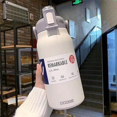 Imagem de Brastoy Garrafa Térmica de 316 Aço Inoxidável 1700ML Isolada a Vácuo Grande Capacidade Com Canudo (1700ML Branco)