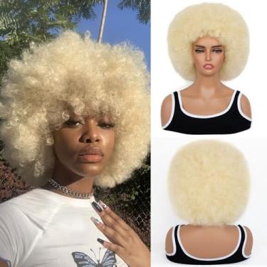 Imagem de FYIMUYI Peruca afro - Peruca macia dos anos 70 para mulheres negras, peruca afro crespa, grande, saltitante e macia, de aparência natural, perucas sintéticas para uso diário e festa de Halloween (#613