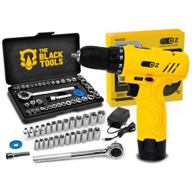 Imagem de Parafusadeira A Bateria 12v 10mm + Kit Ferramentas 40 Peças - OZ
