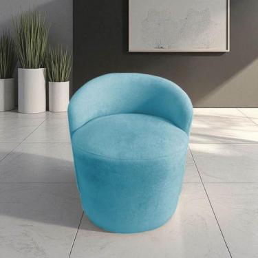 Imagem de Poltrona Decorativa Yara Orgânica Suede Azul Turquesa - Mansão Decor