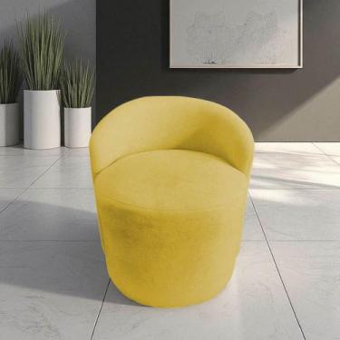 Imagem de Poltrona Decorativa Yara Orgânica Couro Amarelo - Mansão Decor