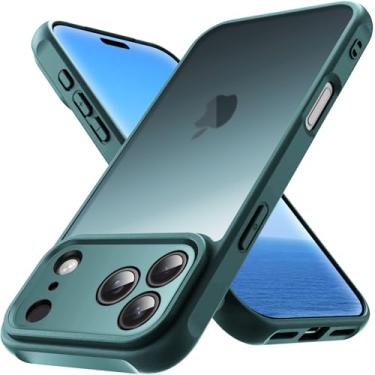 Imagem de Capa para iPhone 17 Pro Max, capa fina antiarranhões PC fosco translúcido e TPU flexível proteção à prova de choque 17ProMax Capa de telefone para Apple iPhone 17 Pro Max (verde)