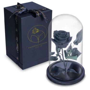 Imagem de Rosa Encantada Rosa Eterna na Cúpula de Vidro + Caixa Luxo - Noiva Nov