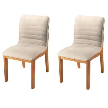 Imagem de Kit 2 Cadeiras Sofia Estofadas Tecido Linho Valverde Cor Bege