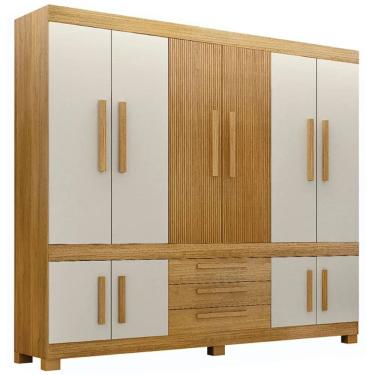 Imagem de Guarda Roupa Bem Te Vi Casal 10 Portas 3 Gavetas Valdemóveis Cor Cinamomo Off White