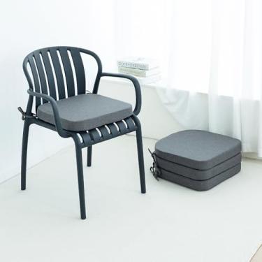 Imagem de Helios&Hestia Almofadas de cadeira de jantar internas com laços para cozinha, almofadas de assento externas com capa removível, fundo antiderrapante, impermeável, espuma de alta resistência, 43 x 40 x