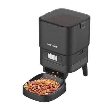Imagem de Nityers Alimentador automático para gatos – alimentador temporizado para alimentos secos, fácil controle para programável, alimentador de animais de estimação com bateria/fonte de alimentação