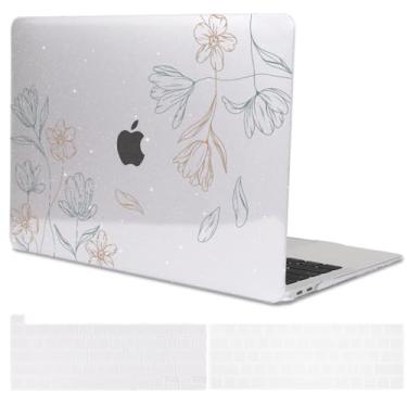 Imagem de LCMOCICO Capa para MacBook Pro de 13 polegadas 2022 2021 2020-2016 versão M2 M1 Chip A2338 A2251 A2289 A2159 A1989 A1706, capa rígida de plástico com padrão transparente brilhante para teclado