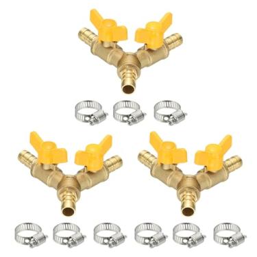 Imagem de PATIKIL Válvula esférica de desligamento de 3 vias, mangueira de jardim de 3 vias em forma de Y, 4/22.9 cm, mangueira de jardim, divisor de farpa, linha de pulverizador, peças de mangueira de