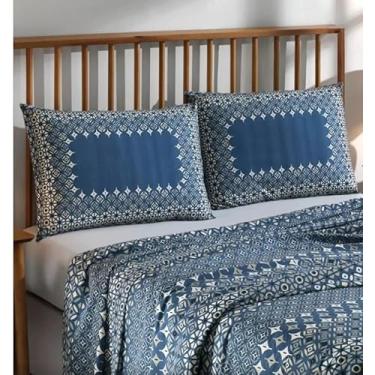 Imagem de Conjunto de Cama Casal 4 Peças com Elástico 100% Algodão Percal 180 Fios - Dohler