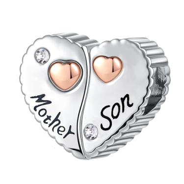 Imagem de QeenseKc 2 peças, pingente de mãe e filho, contas para casais compatíveis com pulseira Pandora feminina