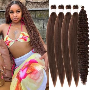 Imagem de Trançando o cabelo Leticia Dark Brown, pré-esticado, encaracolado, 26 