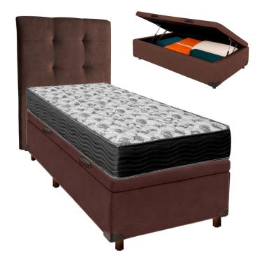 Imagem de Kit Cama Box Bau + Cabeceira + Colchão Solteiro D33 - Iso100 - Ortobom