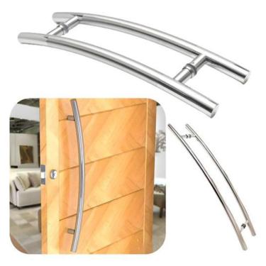 Imagem de Puxador Tubular Curvo Inox Porta Madeira Vidr Belissima 60Cm