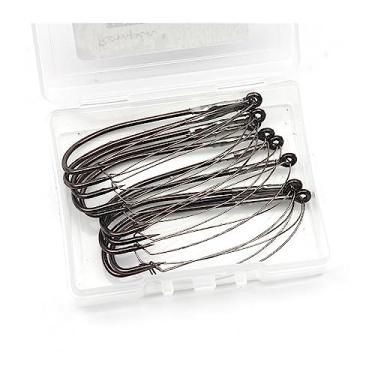 Imagem de GRFIT Ganchos de pesca 10 peças/caixa anzol farpado sem ervas daninhas anzol de pesca reutilizável baixo gancho único suporte de isca acessórios de equipamento de peixe anzóis (tamanho: 3,8 x 1,4 cm)