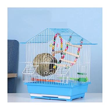 Imagem de Gaiola de pássaro gaiola de pássaro pequena tipo telhado gaiola de pássaro portátil doméstico metal arte pintada gaiola de reprodução para periquitos, canários, ninho de pássaro do amor (cor: C)