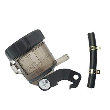 Imagem de LE LEFOSSI Tanque de bomba de freio de cilindro mestre de freio universal cinza para motocicleta copo de óleo reservatório de garrafa de fluido com suporte compatível com Kawasaki ZX6R ZX 636 Ninja636