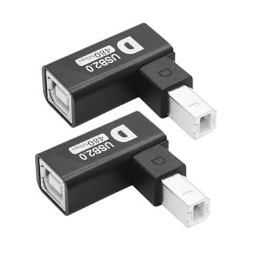 Imagem de Adaptador conector de impressora USB B de 90 graus, fonte de alimentação de plugue extensor MIDI macho para fêmea de ângulo reto USB B e transmissão de dados de 480 Mbps (ângulo para baixo)