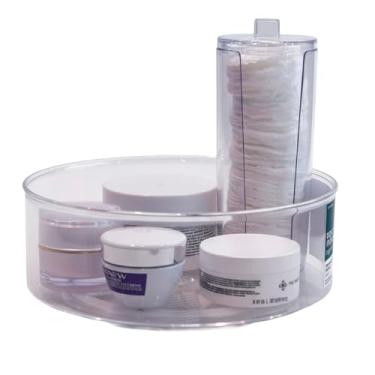 Imagem de Organizador Redondo de Acrílico com Base Giratória 360º Suporte para Maquiagens Cosméticos Perfumes Produtos Beleza em Acrílico Resistente