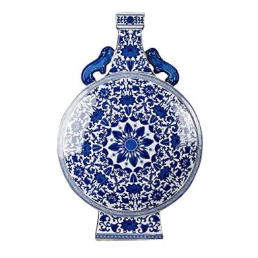 Imagem de Vaso de flores vaso de cerâmica 56 cm grande azul e branco vasos de porcelana chinês retrô pintado à mão decoração de cerâmica áspera vaso de flores casa sala de estar