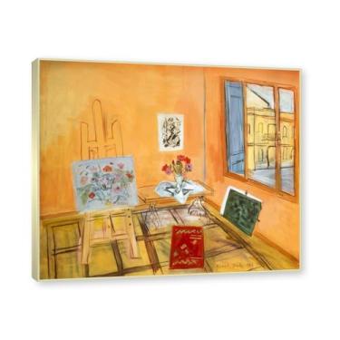 Imagem de Moldura de champanhe. Impressões Raoul Dufy, (estúdio com buquê), pôster de viagem vintage, arte impressionista, imagem de arte de parede em tela para decoração de casa. 40 x 48 cm - 15,7 x 18,9 pol