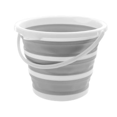 Imagem de Balde Dobrável Retrátil Flexível De Silicone 10 Litros Cor Cinza Com Alça(1)