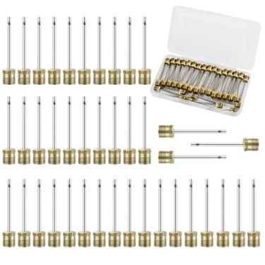 Imagem de Quadafy Pacote com 42 agulhas de bomba de bola de latão com estojo de armazenamento - Agulhas de bomba de ar resistentes que não quebram para basquete, bomba manual e bomba elétrica, corpo de aço