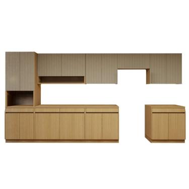 Imagem de Cozinha Completa Modulada 10 Peças 17 Portas 5 Gavetas com Rodapé 100% Mdf Marrom