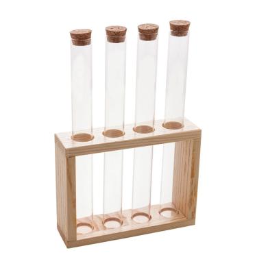 Imagem de Cj 4 Potes P/Temperos e Condimentos de Vidro C/Tampa de Cortiça e Suporte de Bambu Lyor