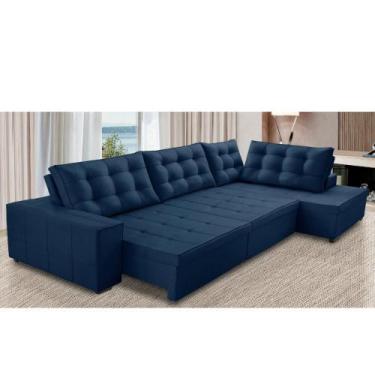 Imagem de Sofá de Canto Retrátil e Reclinável com Molas 3,00x2,00 Berlim Suede M